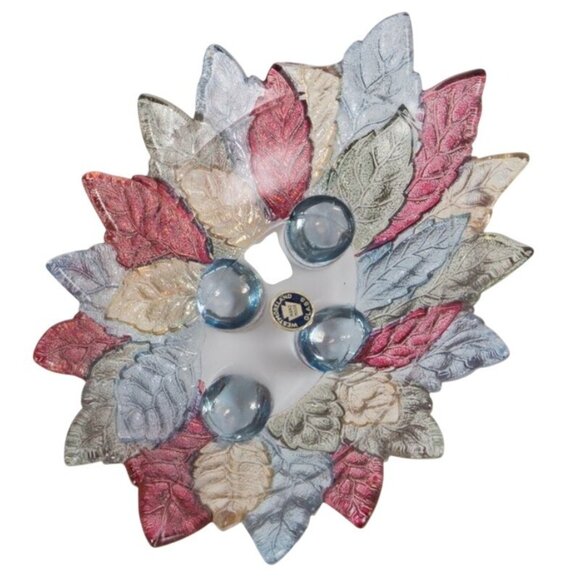 VTG Westmoreland Multi-Color Leaf Dish 7" | Depression Glass Candy Relish Tray - Picture 1 of 7